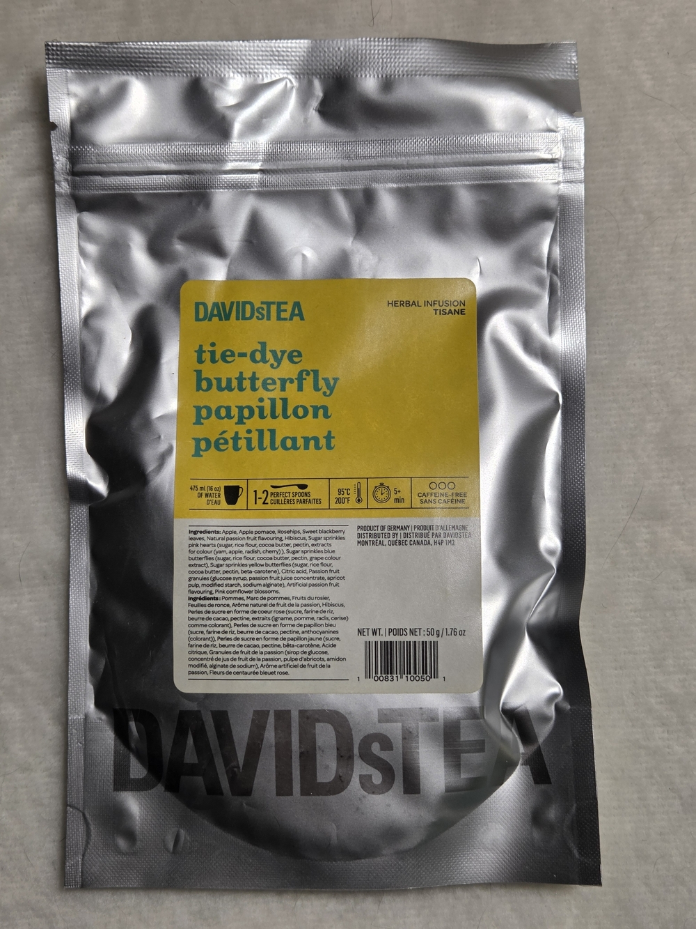 DAVIDsTEA Tie-Dye Butterfly Herbal Infusion Tea 50g SEALED